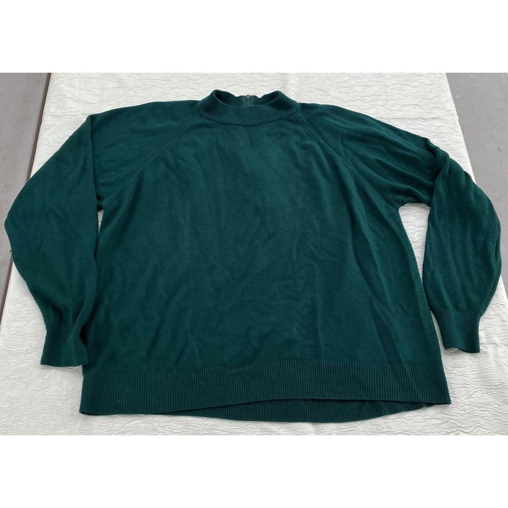 Designers Originals Womens XL Petite Forest Green Zip Mock Neck Acrylic Sweater